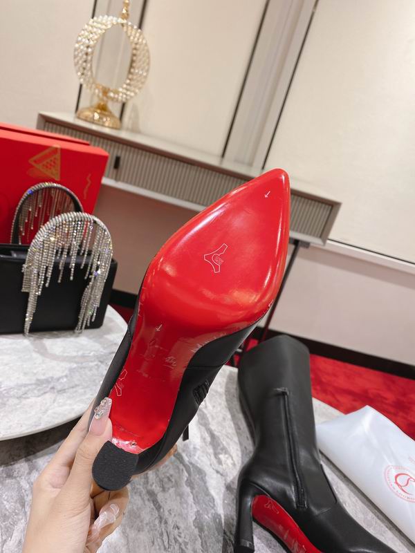 Women’s Black Leather Knee-High Boots - draft