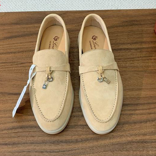 Cream Suede Loafers